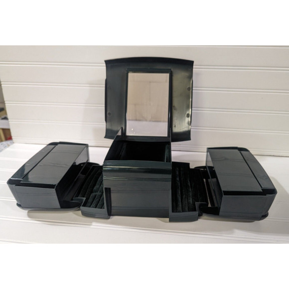 The Jewel Kit Green Black Accordion Fold Out Jewelry Storage Box Ingenious - Picture 1 of 8